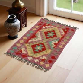 Preproga Kilim Chobi 58x90 ročno tkani afgan kilim iz volne