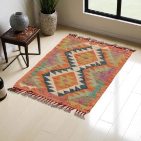 Preproga Kilim Chobi 59x84 ročno tkani afgan kilim iz volne