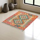 Preproga Kilim Chobi 74x64 ročno tkani afgan kilim iz volne