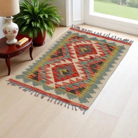 Preproga Kilim Chobi 65x98 ročno tkani afgan kilim iz volne