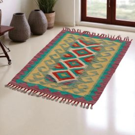 Preproga Kilim Chobi 89x61 ročno tkani afgan kilim iz volne