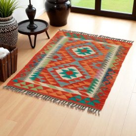 Kilim preproga Afghan 119x87 ročno tkana volnena preproga kilim