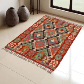 Kilim preproga Afghan 135x83 ročno tkana volnena kilim