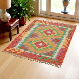 Kilim Chobi 121x84 cm – ročno tkani afgan čilim z etničnim vzorcem