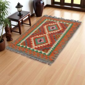 Preproga Kilim Chobi 82x128 ročno tkani afgan kilim iz volne
