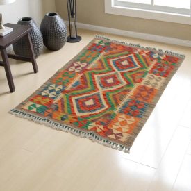 Preproga Kilim Chobi 78x118 ročno tkani afgan kilim iz volne