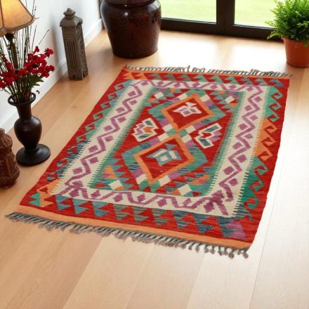 Etnična preproga kilim 142x101 ročno tkani volneni kilim