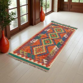 Preproga Kilim Chobi 67x194 ročno tkani afgan kilim