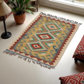 Preproga Kilim Chobi 60x90 ročno tkani afgan kilim iz volne