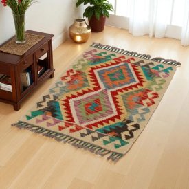 Preproga Kilim Chobi 62x80 ročno tkani afgan kilim iz volne