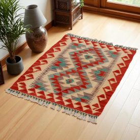 Preproga Kilim Chobi 88x67 ročno tkani afgan kilim iz volne