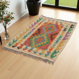 Preproga Kilim Chobi 127x82 ročno tkani afgan kilim iz volne