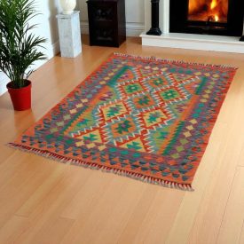 Preproga Kilim Chobi 144x106 ročno tkani afgan kilim iz volne