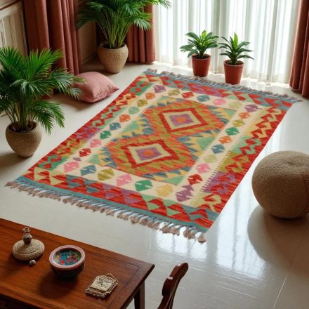 Preproga Kilim Chobi 119x84 ročno tkani afgan kilim iz volne