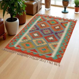 Preproga Kilim Chobi 123x79 ročno tkani afgan kilim iz volne