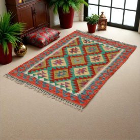 Preproga Kilim Chobi 80x112 ročno tkani afgan kilim iz volne