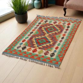 Preproga Kilim Chobi 125x84 ročno tkani afgan kilim iz volne