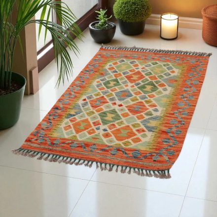 Etnična preproga kilim 121x83 ročno tkani volneni kilim