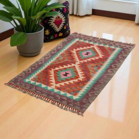 Preproga Kilim Chobi 84x122 ročno tkani afgan kilim iz volne