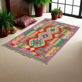 Preproga Kilim Chobi 83x124 ročno tkani afgan kilim iz volne