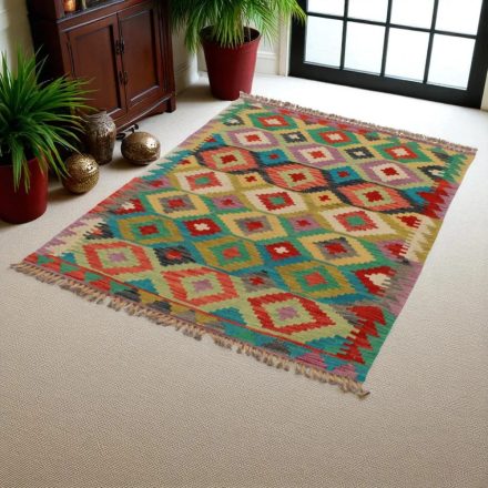 Etnična preproga kilim 147x103 ročno tkani volneni kilim
