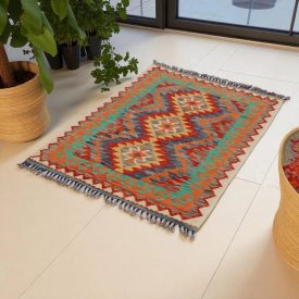 Preproga Kilim Chobi 85x119 ročno tkani afgan kilim iz volne