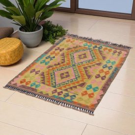 Preproga Kilim Chobi 117x87 ročno tkani afgan kilim iz volne