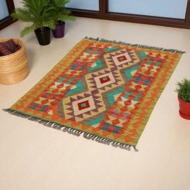 Preproga Kilim Chobi 118x88 ročno tkani afgan kilim iz volne