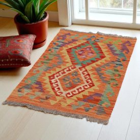 Preproga Kilim Chobi 95x64 ročno tkani afgan kilim iz volne
