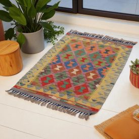 Preproga Kilim Chobi 94x64 ročno tkani afgan kilim