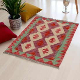 Preproga Kilim Chobi 86x67 ročno tkani afgan kilim iz volne