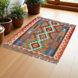 Etnična preproga kilim 126x88 ročno tkani afgan kilim