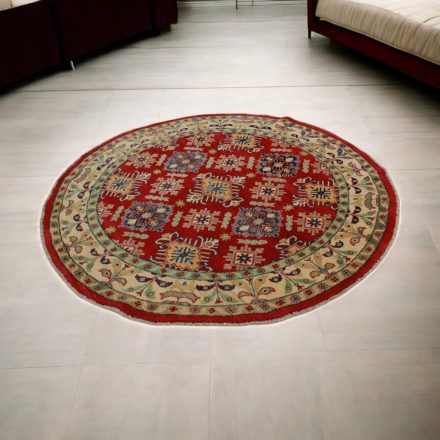 Okrogla preproga Kazak 168x171 cm – ročno vozlana afganistanska klasika