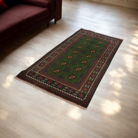   Orientalska tekači preproga Aqcha Bukhara 96x205 ročno vozlana Afgan preproga