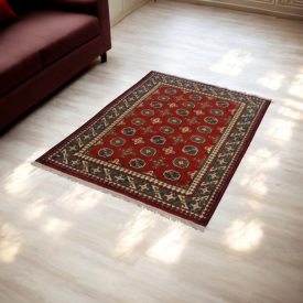 Orientalska preproga Aqcha Bukhara 101x148 ročno vozlana Afgan preproga