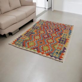Kilim Chobi preproga 131x174 cm – ročno tkani afganistanski volneni kilim