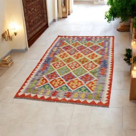   Tekač preproga Kilim Chobi 110x200 Afganistanski ročno tkani kilim