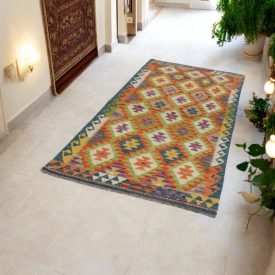Etnična preproga Kilim Chobi 101x213 ročno tkana preproga