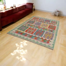 Maimana Kilim 170x245 cm – velika ročno tkana preproga s tradicionalnim vzorcem