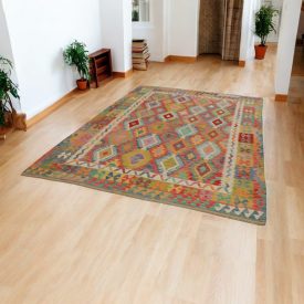 Volnena preproga Kilim Chobi 206x289 ročno tkani afgan kilim