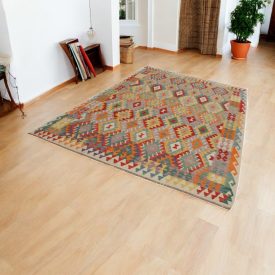 Afghan Kilim Chobi 200x308 cm – velika ročno tkana preproga