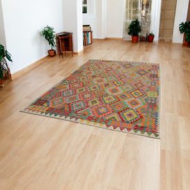 Chobi preproga Kilim 202x293 ročno tkana volna kelim