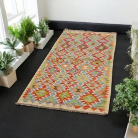   Etnična tekači preproga Kilim Chobi 85x203 ročno tkana preproga