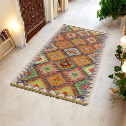 Ročno tkana tekači preproga Kilim 84x197 Maimana Kelim preproga