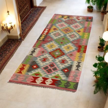 Volnena tekači preproga Kilim Chobi 67x196 ročno tkani afgan kelim