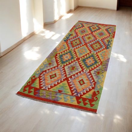 Ročno tkana tekači preproga Kilim 88x290 afgan volneni kilim