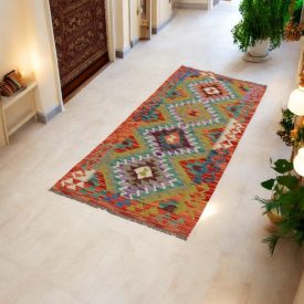   Tekač preproga Kilim Chobi 65x191 Afganistanski ročno tkani kilim