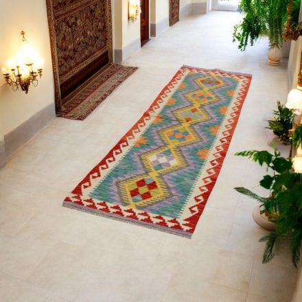 Volnena tekači preproga Kilim Chobi 67x242 ročno tkani afgan kelim