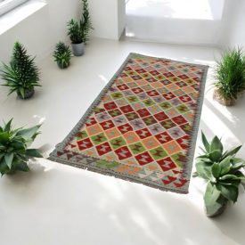   Afgan tekači preproga Kilim Chobi 86x200 etnični ročno tkani Kilim