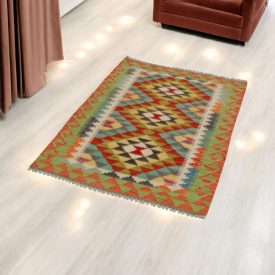 Volnena preproga Kilim Chobi 83x119 ročno tkani afgan kilim